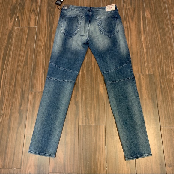 True Religion Jeans Rocco Moto Skinny Relaxed Blue Men’s 34 NWT $219 - Picture 2 of 9